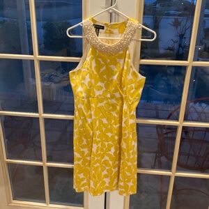 INC International Concepts Pearl Embellished Yellow/Gold Dress